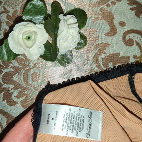 🤍 Women's Vintage Black Nude European Burlesque Mesh Briefs Panties M - Picture 7 of 10